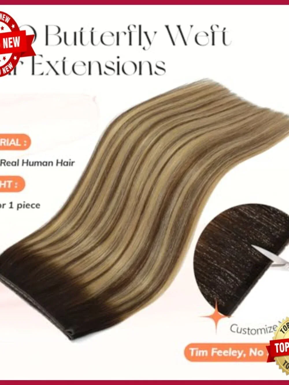 Human Hair Extensions Dual-Sided Seamless Weft Natural Blending Reusable